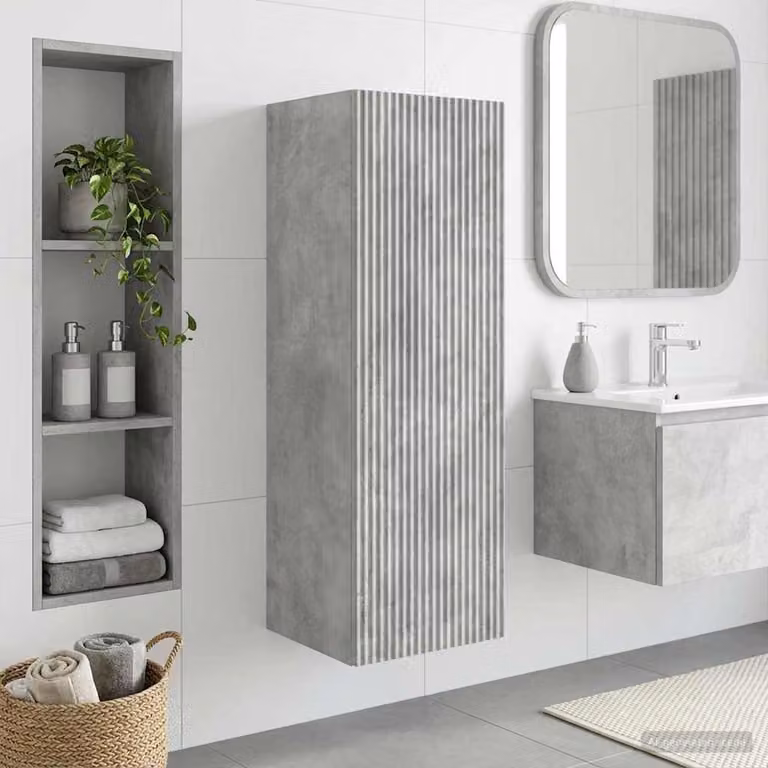 Mobiletto da bagno a muro moderno vidaXL in MDF grigio opaco L: 33 cm, P: 34,5 cm, H: 60 cm