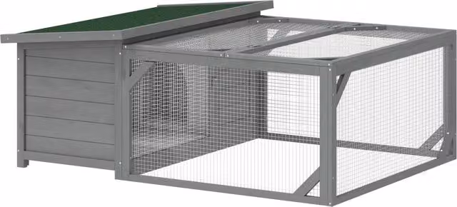 Gabbia per conigli in legno Aprile Minimal Grigio L: 125,5 cm, P: 100 cm, H: 49 cm – 1