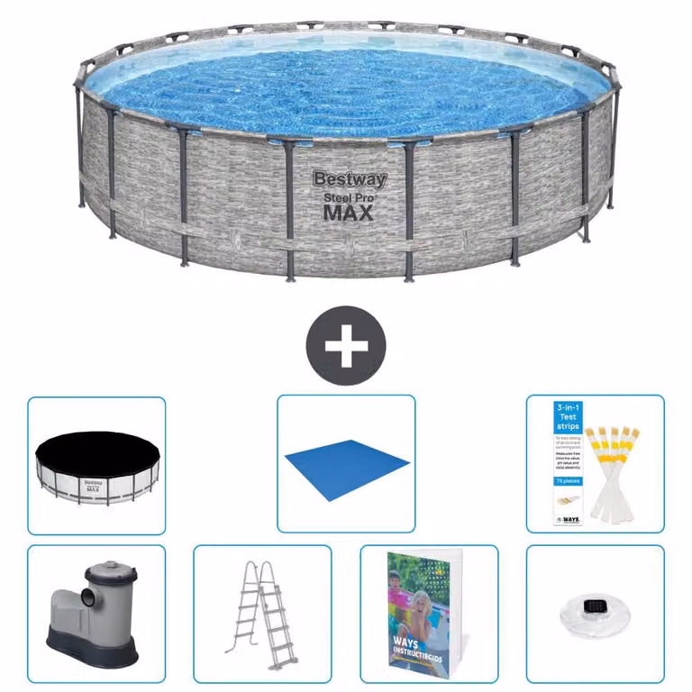Piscina gonfiabile Bestway Steel Pro MAX, rotonda, 549x122 cm, composta da 6 parti, modello S596