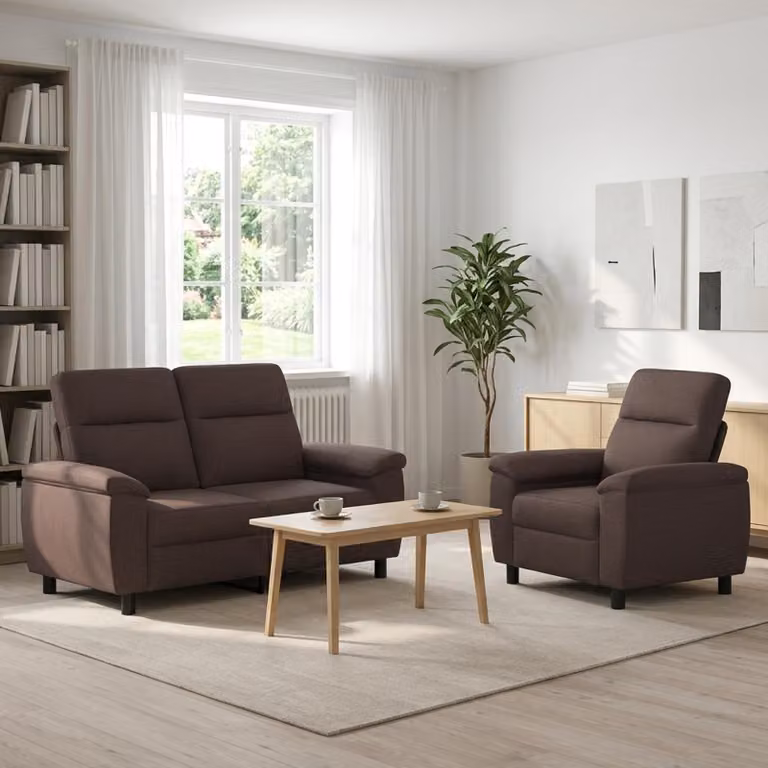 Set di 2 divani moderni vidaXL in tessuto marrone con struttura in metallo per il tuo soggiorno