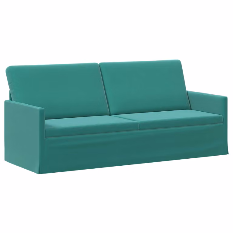 vidaXL Divano a 3 posti in velluto turchese con struttura in metallo L: 190 cm, P: 81 cm, H: 82 cm