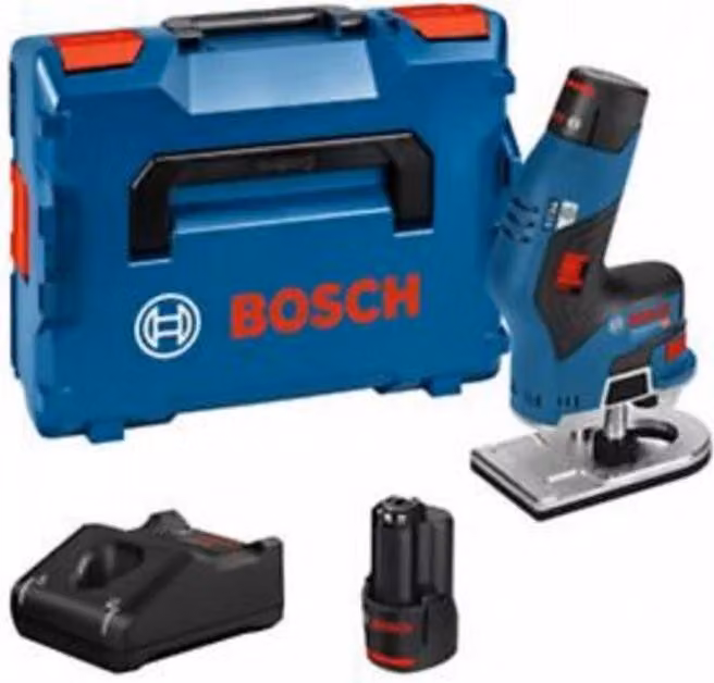 Fresatrice verticale, Bosch Professional GKF 12V-8, 2 batterie 3,0 Ah, batteria, ergonomica