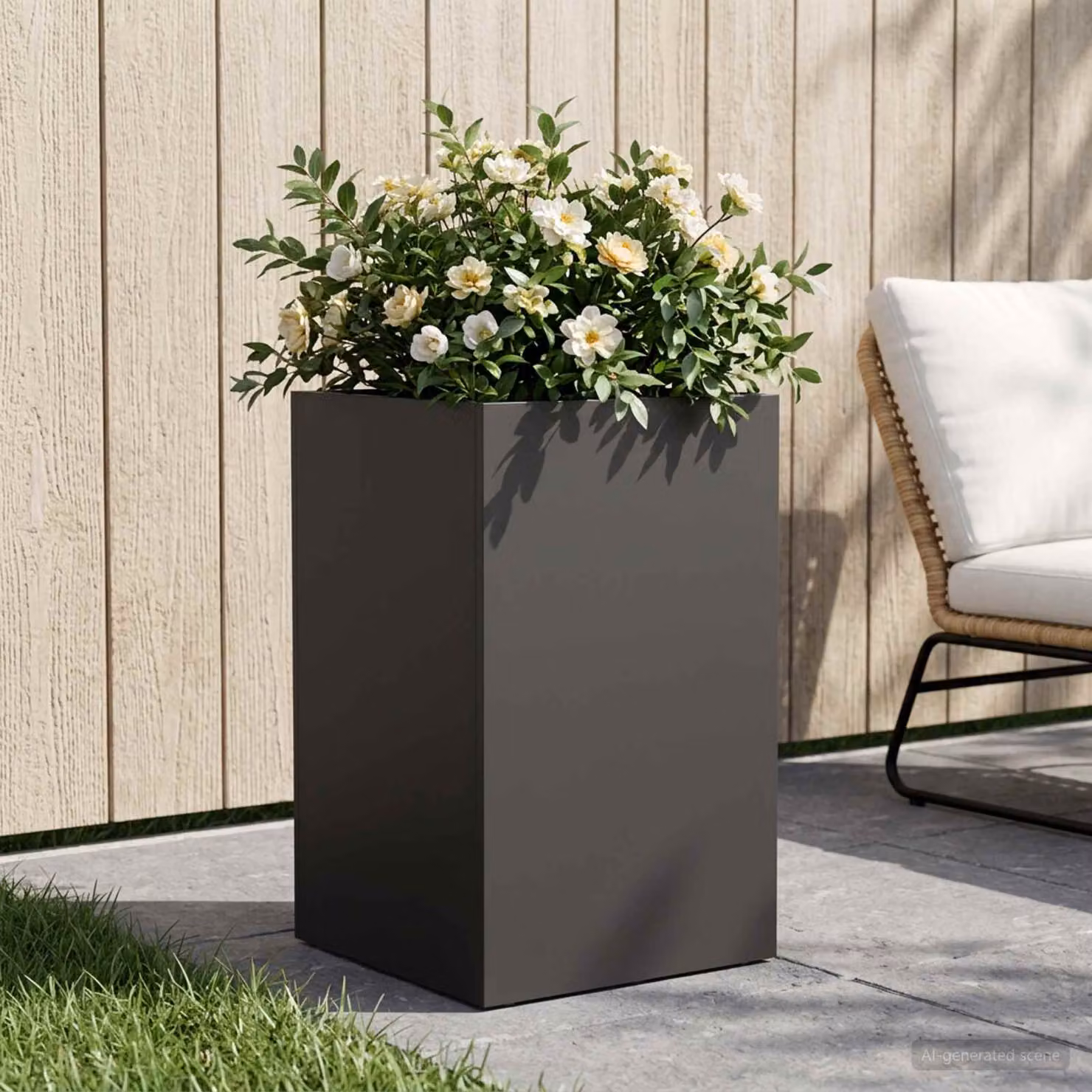Vaso da giardino vidaXL in acciaio nero L/P/H: 30 x 30 x 50 cm