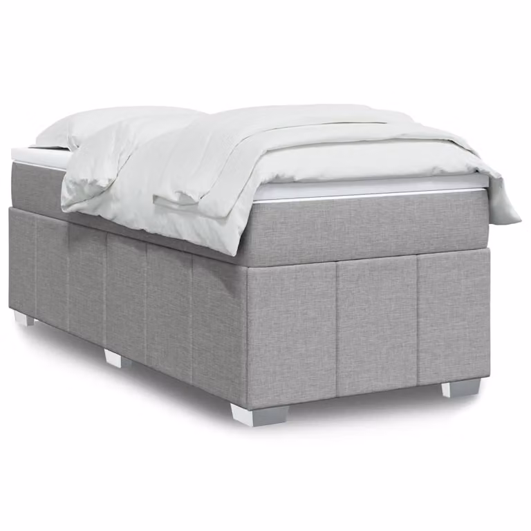 vidaXL Giroletto a molle con materasso in tessuto grigio e bianco, L/P/H: 90 x 200 cm