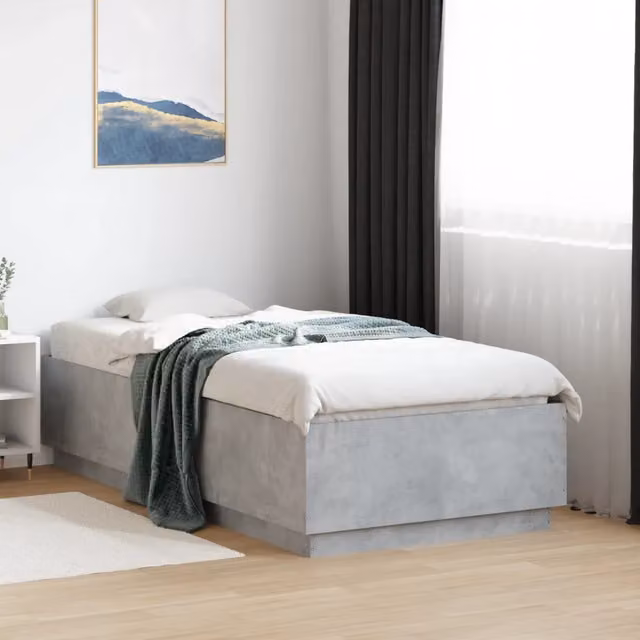 Letto con Luci LED e Porta USB vidaXL in Legno Grigio L: 193 cm, P: 78 cm, H: 40 cm