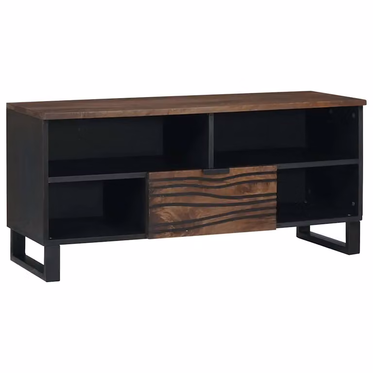 Unità TV moderna vidaXL in legno MDF marrone e nero L: 100 cm, P: 33 cm, H: 46 cm