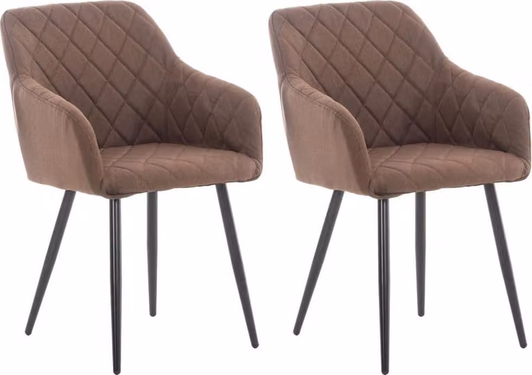 set di 2 sedie da pranzo - braccioli - comfort eccezionale | Colore: Marrone | Materiale: Polvere