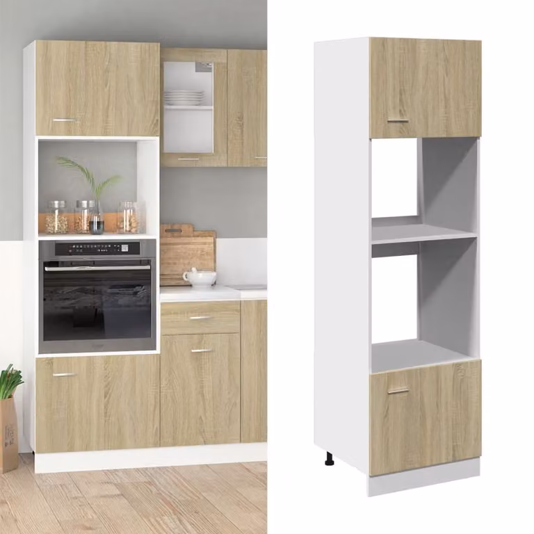 Mobile per microonde Lyon vidaXL in legno marrone L: 60 cm, P: 57 cm, H: 207 cm