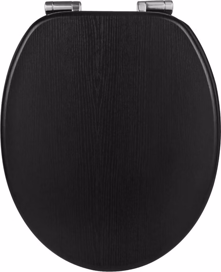 WOLTU Sedile WC Premium con chiusura ammortizzata, anima in legno MDF, cerniera Softclose, antibatterico, design Décor, nero