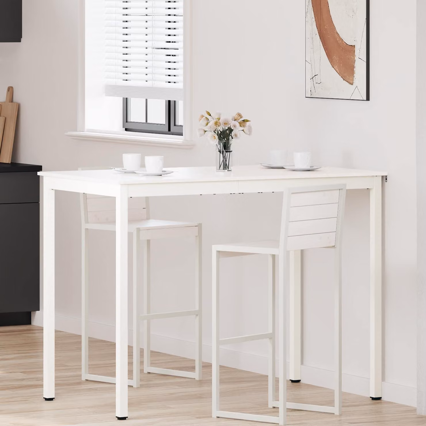 Maison Exclusive - Tavolo da bar bianco 140 x 80 x 105 cm Legno di pino massiccio