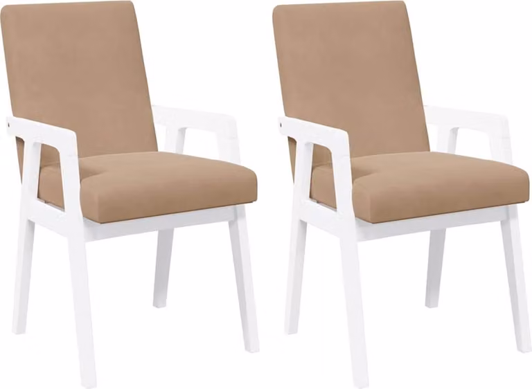 Sedie da Pranzo con Cuscini 2 pz Bianco Legno Massello di Hevea