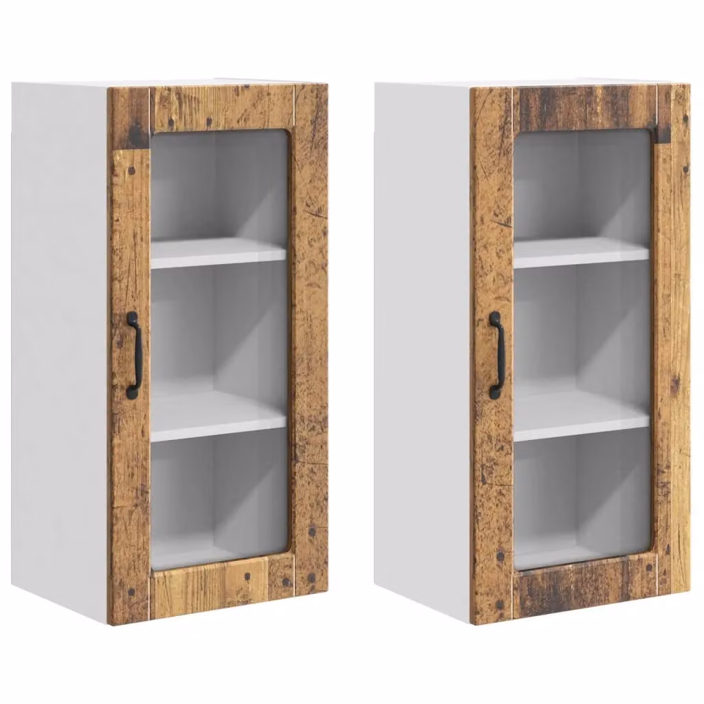 Set di 2 pensili da cucina vidaXL in legno marrone con ante scorrevoli, L/P/H: 40 x 31 x 80 cm – 2