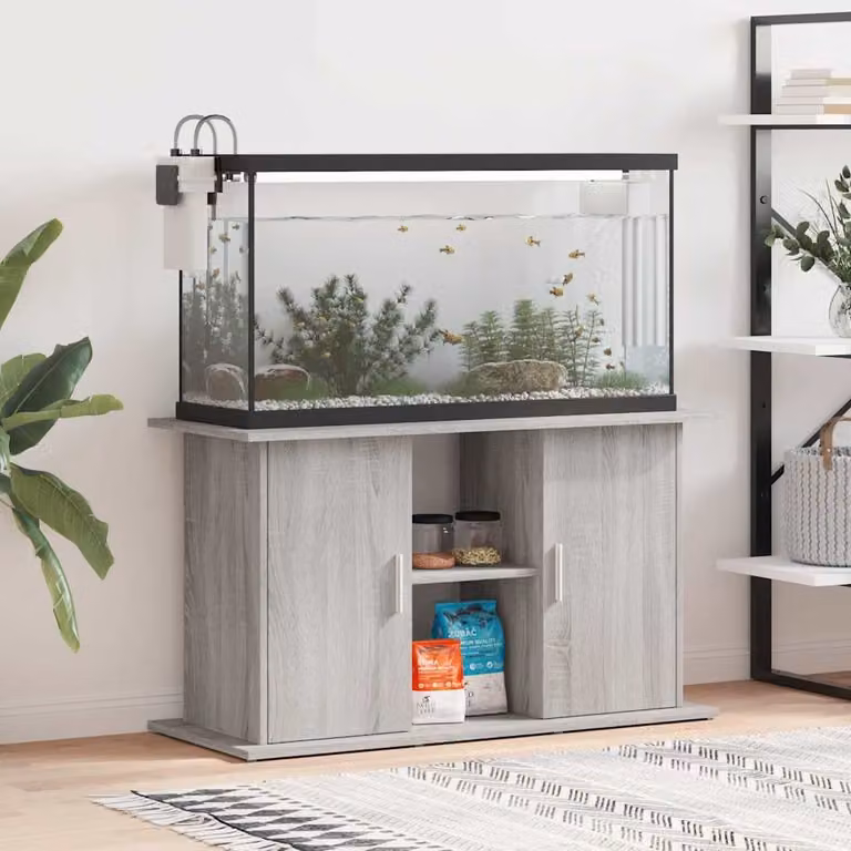 Supporto per acquario vidaXL in legno multistrato, colore grigio sonoma, L 101 cm x P 41 cm x H 58 cm