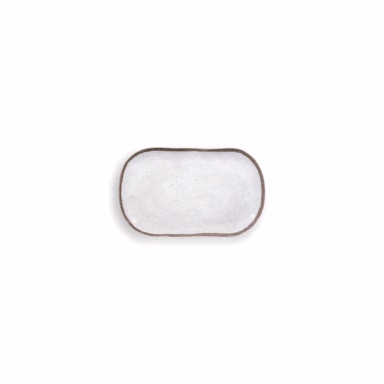 Vassoio rettangolare medio in melamina, Linea Terrae bianco, dim. 26x15,5cm