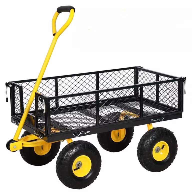 Carrello da giardino - Carrello per il trasporto - Carrello per ghiaia - Carrello di trasporto - Carrello basculante - Capacità di carico: 498,95 kg - Maniglia girevole a 240°