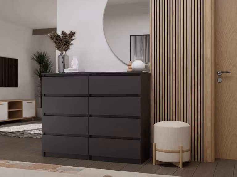 Comò, larghezza 120/140 cm, 8 cassetti