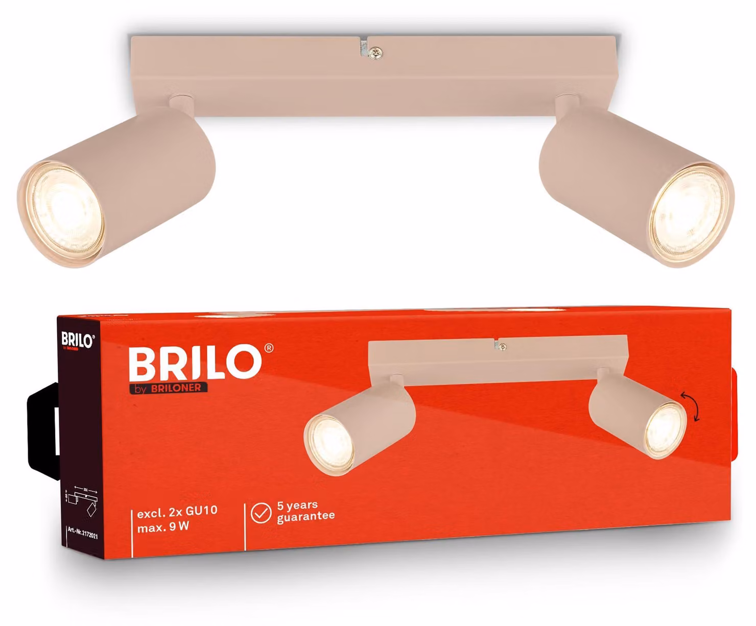 Lampada a soffitto con faretti, potenza massima 9 W, orientabile