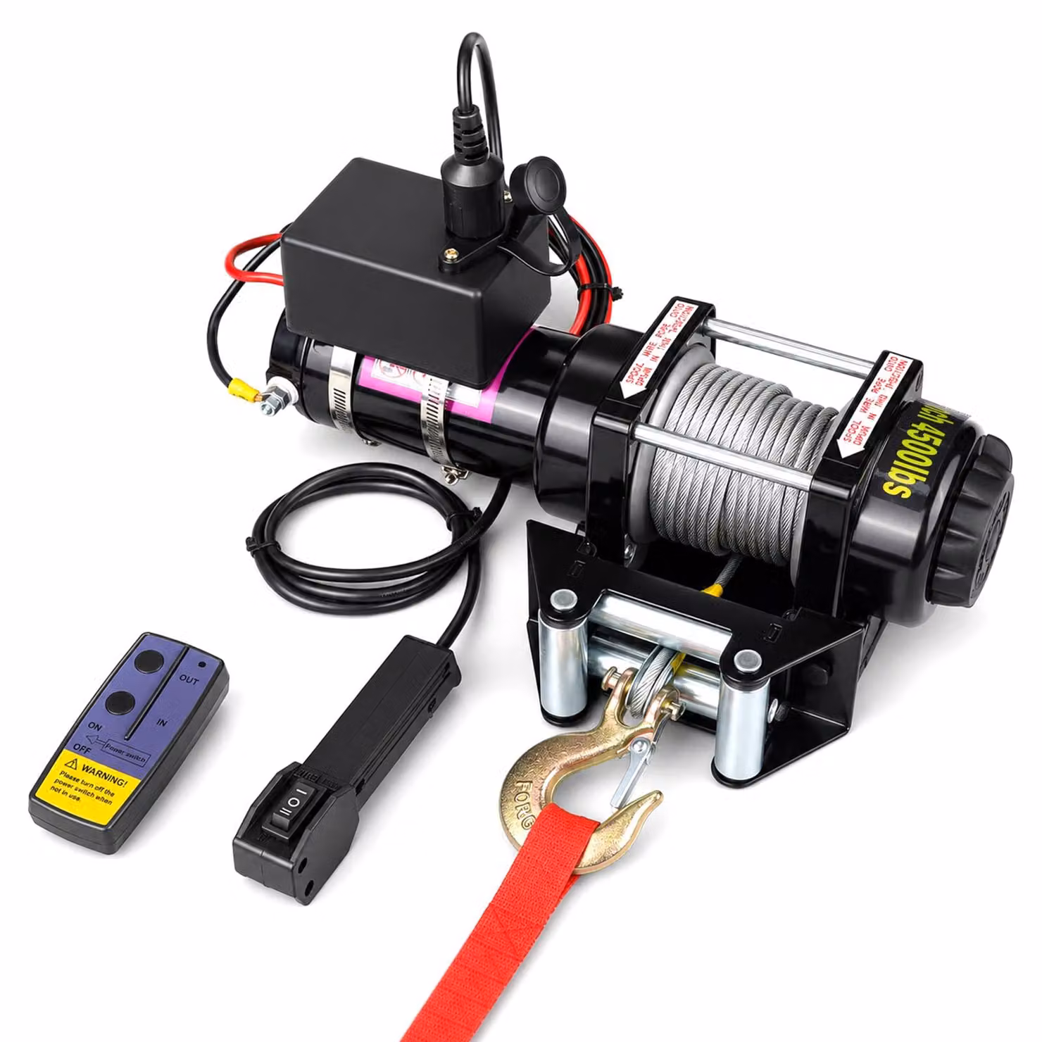 Verricello elettrico da 12V, capacità 4500 LBS / 2041 kg, verricello motorizzato con doppia modalità di controllo