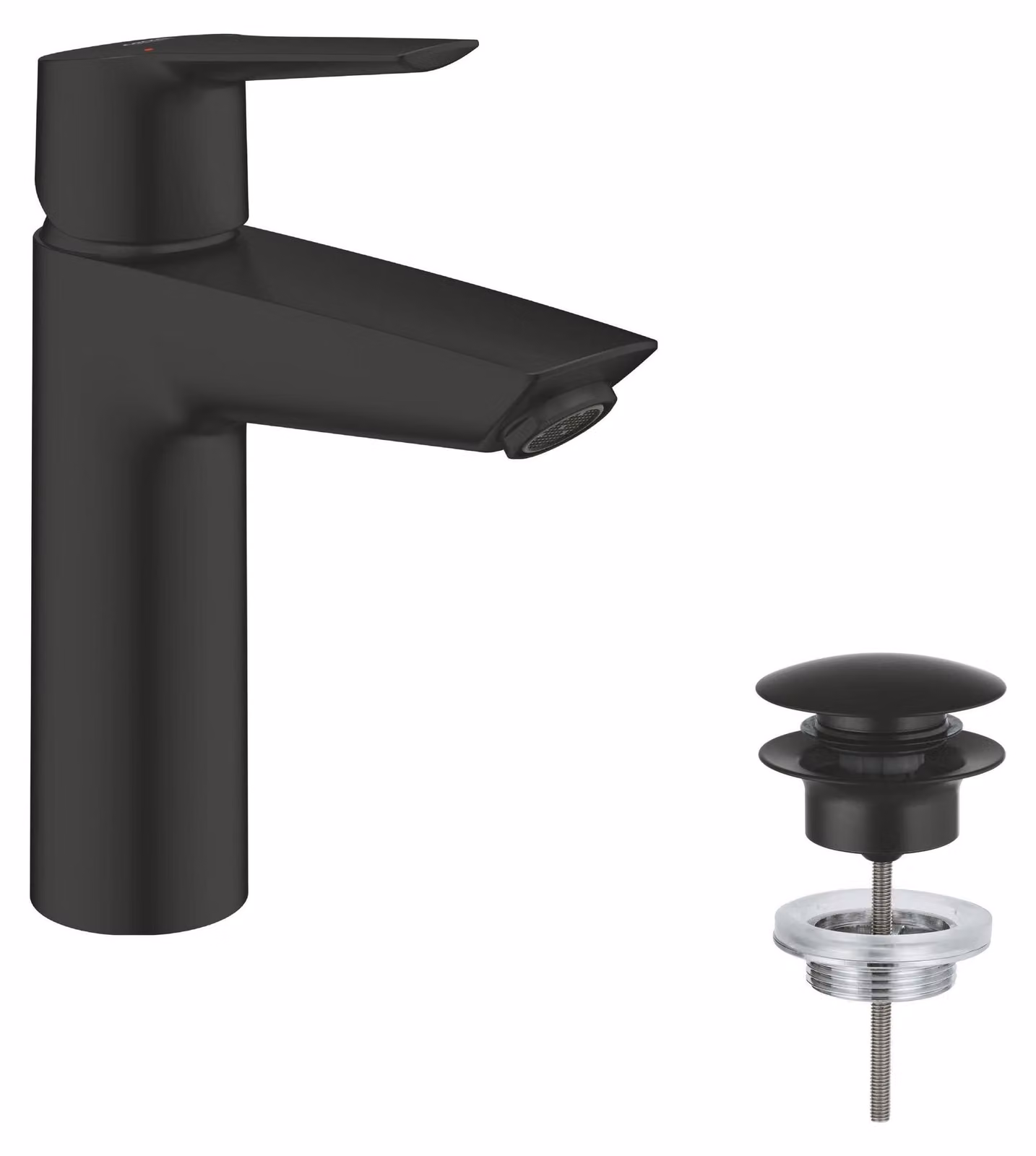Rubinetto per lavabo, colore nero opaco, a risparmio idrico, taglia media, confezione singola