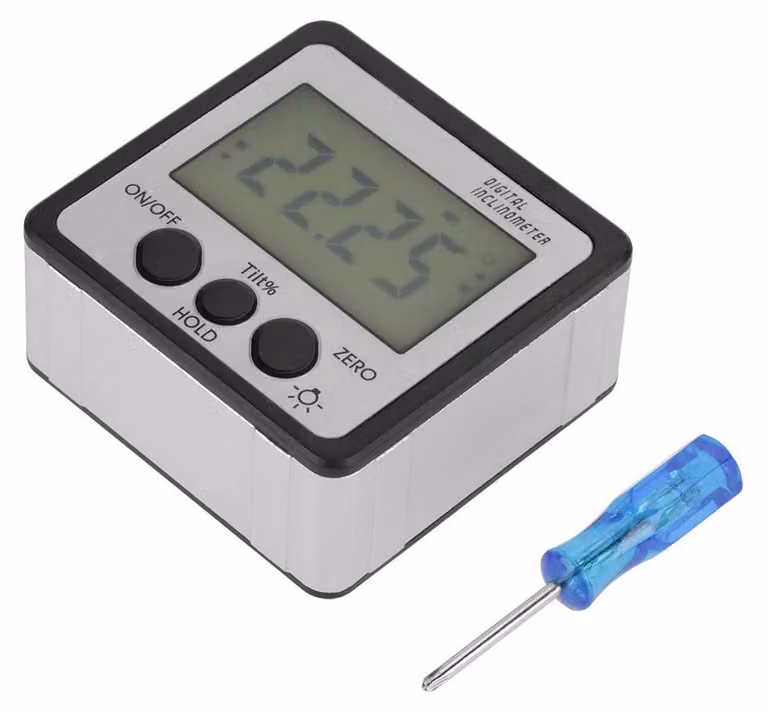 Inclinometro digitale, grado di protezione IP54, base magnetica, display LCD, campo di misurazione di 4 x 90°, per uso in officina