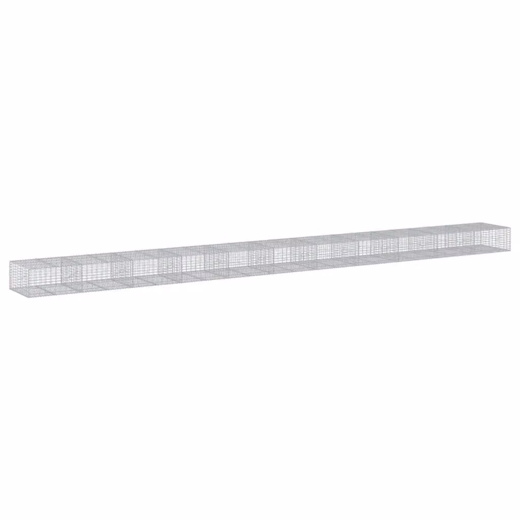 vidaXL Cesto Gabbione con Copertura in Ferro Zincato Grigio L: 1100 cm, P: 100 cm, H: 50 cm – 2