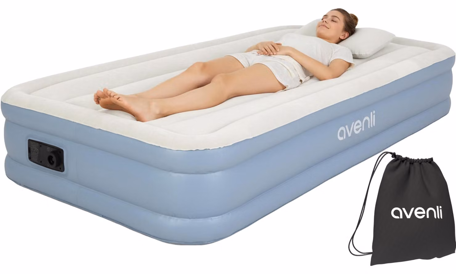 Materasso gonfiabile a due posti, dimensioni 191x99x33 cm, autogonfiante, capacità fino a 100 kg