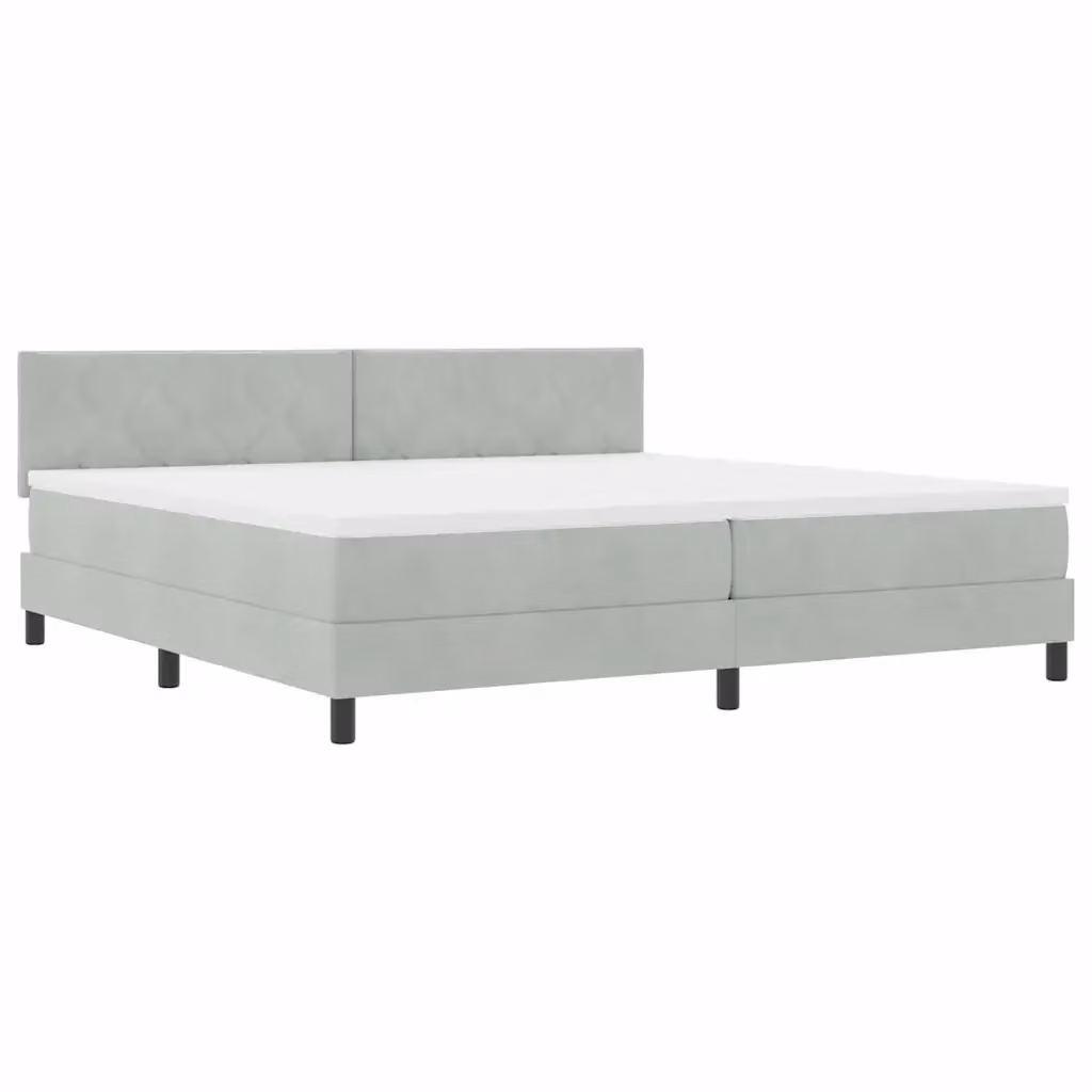 Letto moderno vidaXL con molle a sacchetto e illuminazione LED sottostante in velluto grigio, L/P/H: 200 x 200 x 28 cm – 2