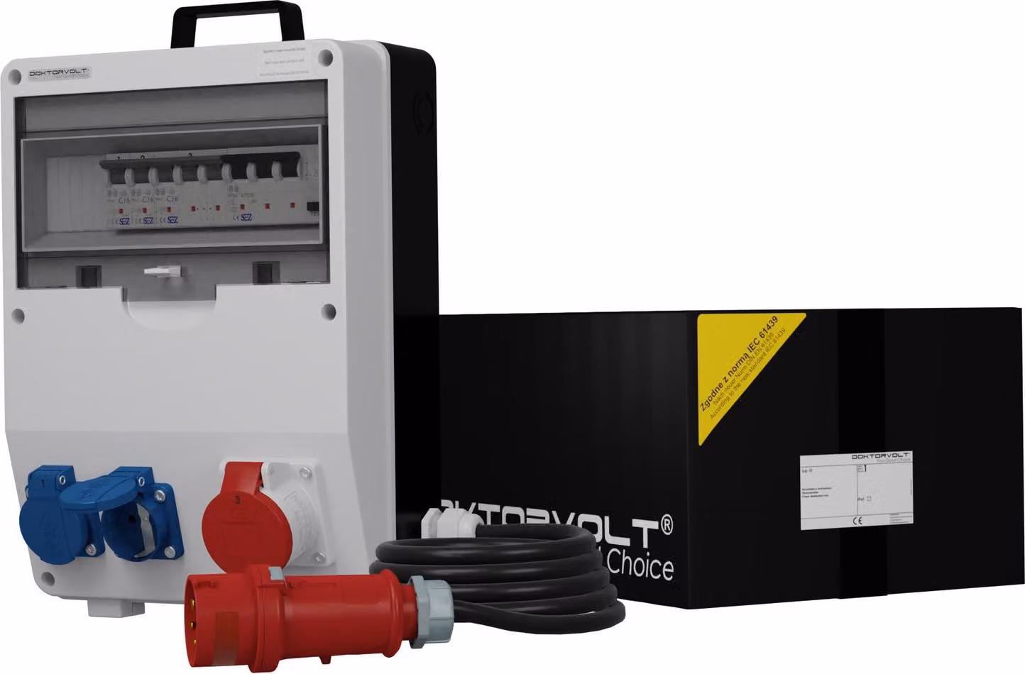 Distributore di corrente da cantiere protetto TD-S/FI SKH 16A 2x230V con cavo 5x4mm2 Prese Mennekes Doktorvolt