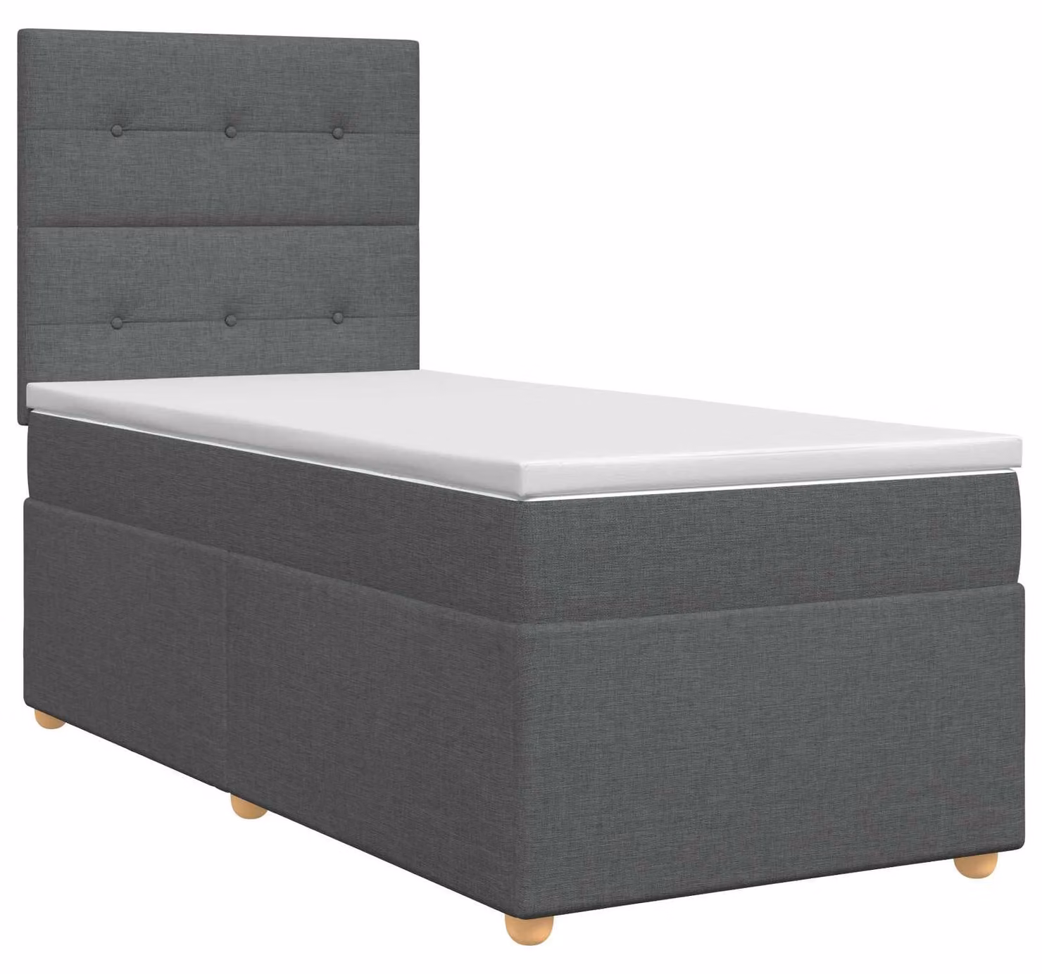 Letto a molle con materasso grigio scuro 100 x 200 cm in tessuto
