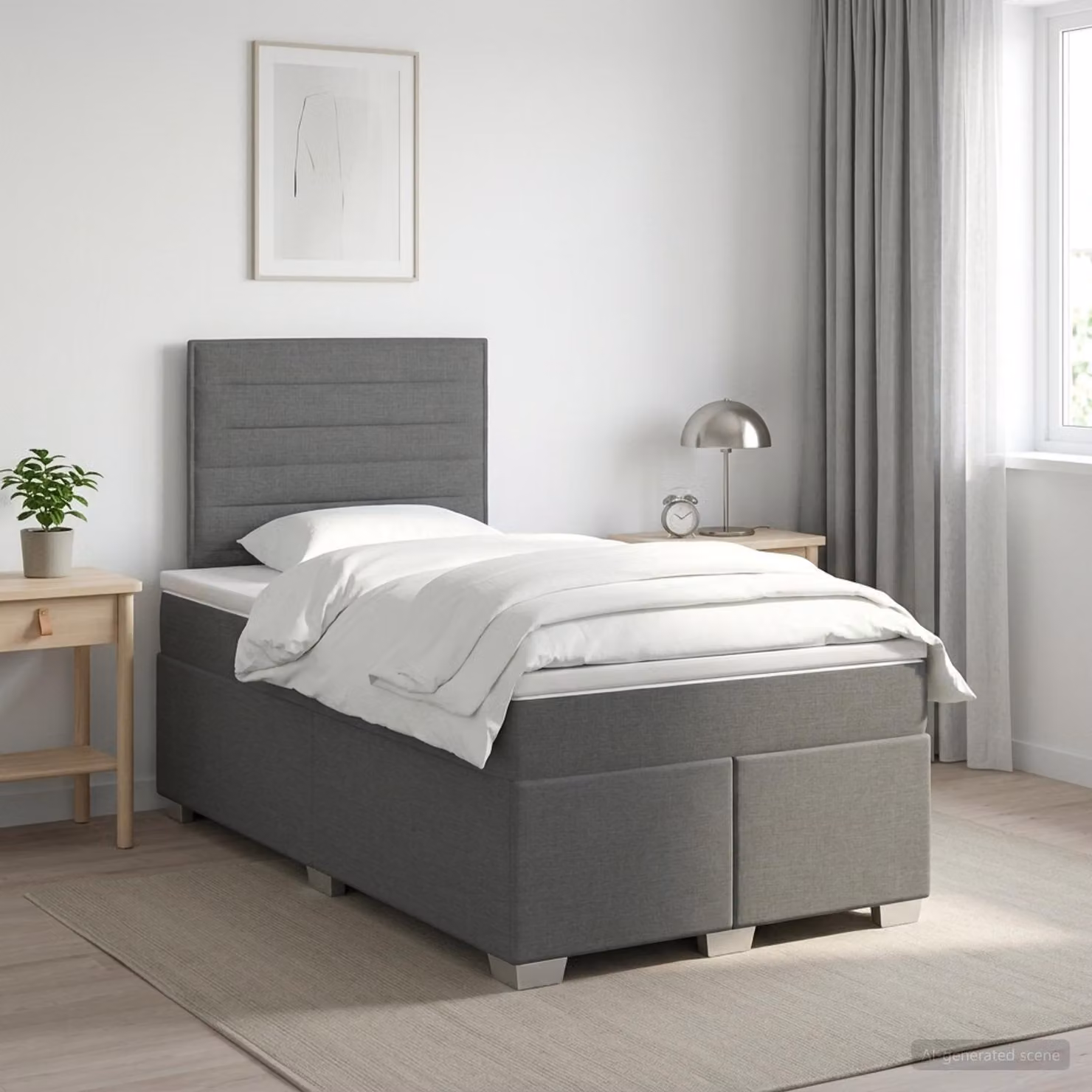 vidaXL Letto box spring con materasso a molle insacchettate Grigio Scuro e Bianco L/P: 120 x 200 cm