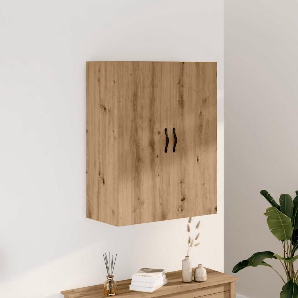 Mobile a parete vidaXL in stile moderno color rovere con ante a battente, L: 69,5 cm, P: 34 cm, H: 90 cm