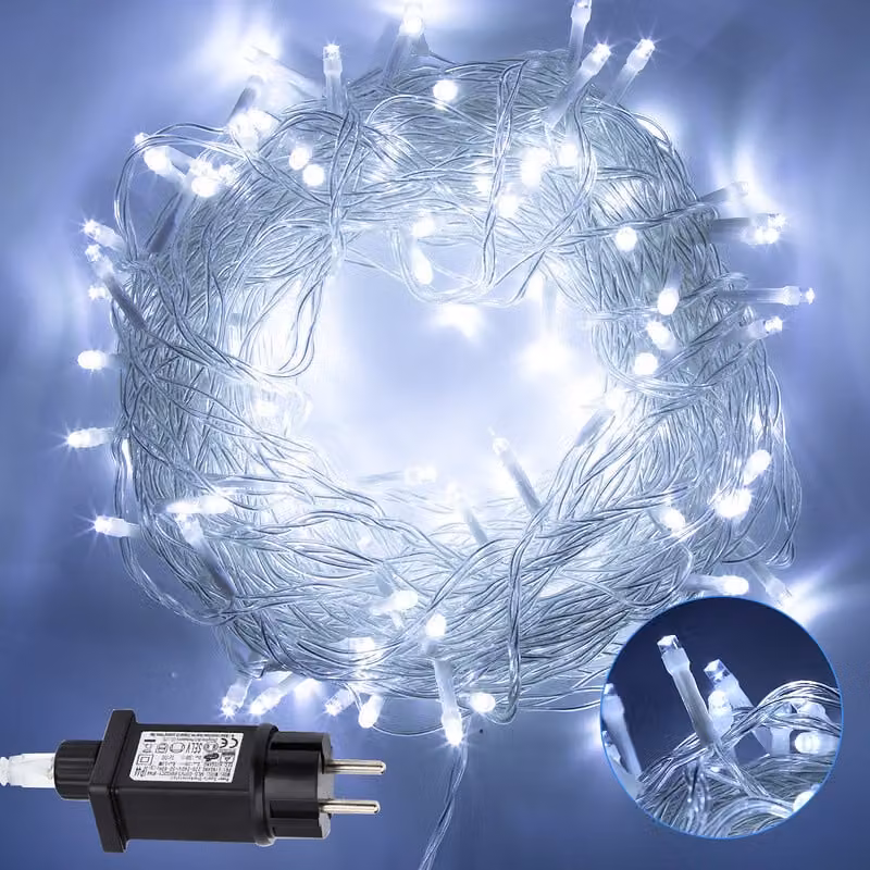Jayseuw 200M 1000 LED luci fiabesche bianco freddo 8 modalità di luce festa giardino decorazione interna luci di Natale