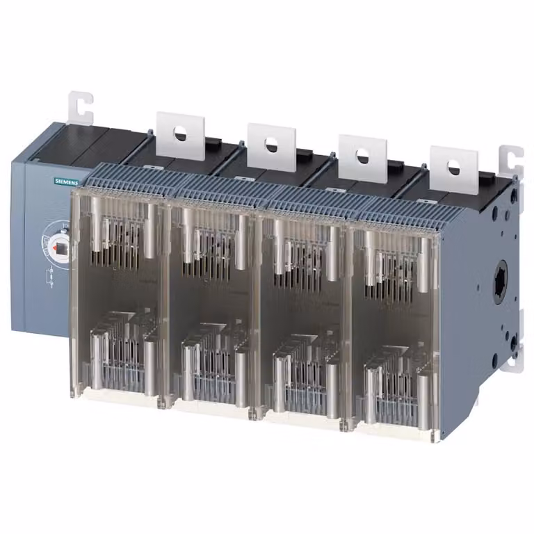 Sezionatore Siemens con fusibile da 630 A, serie 5, a 4 poli per fusibile NH misura 2 3KF54634LF11