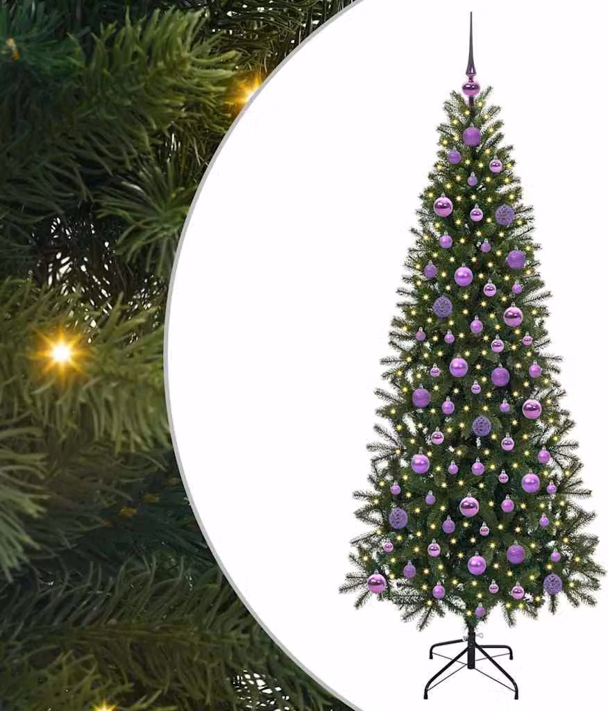 Albero di Natale artificiale con 300 LED Verde 180 cm PE e PVC