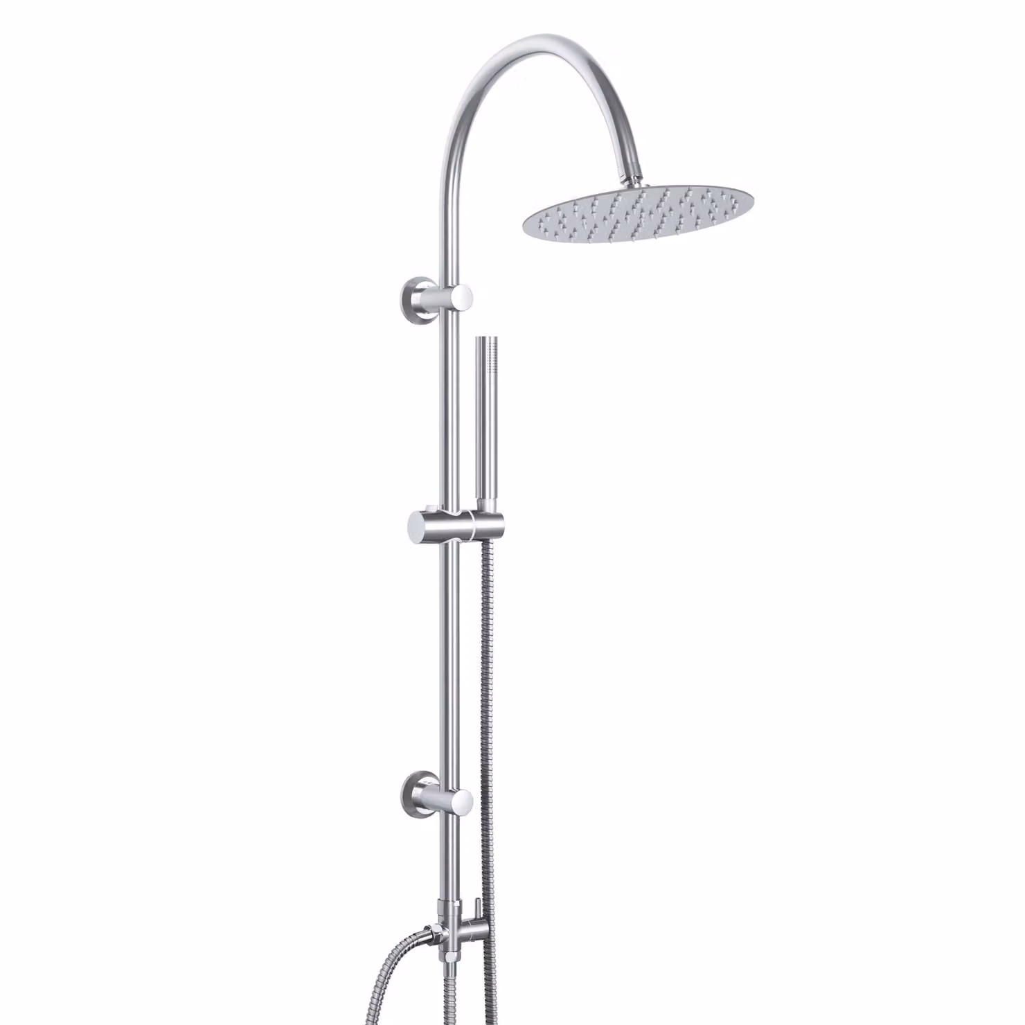 JOHO Colonna Doccia senza Miscelatore, set doccia a pioggia acciaio inox Soffione rotondo D20cm Doccetta Mano, asta doccia vintage forma di U Cromato