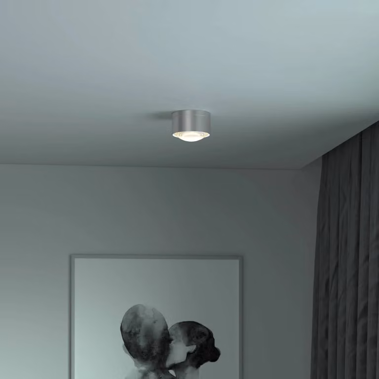 Top Light Puk! 120 One spot LED soffitto lente, nichel One, dimmerabile, Alluminio / Grigio / Zincato, Soggiorno / Sala da pranzo, Alluminio, Moderno