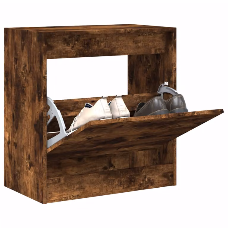Scarpiera moderna vidaXL in legno Rovere Fumo, sospesa a parete, L: 60 cm, P: 34 cm, H: 63,5 cm