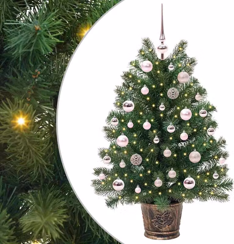 Albero di Natale artificiale con 150 LED verdi da 95 cm in PE e PVC