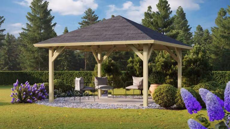 Gazebo in legno Gazebo da giardino Pergola Holm 1, trattato a pressione in autoclave 359x359x315 cm