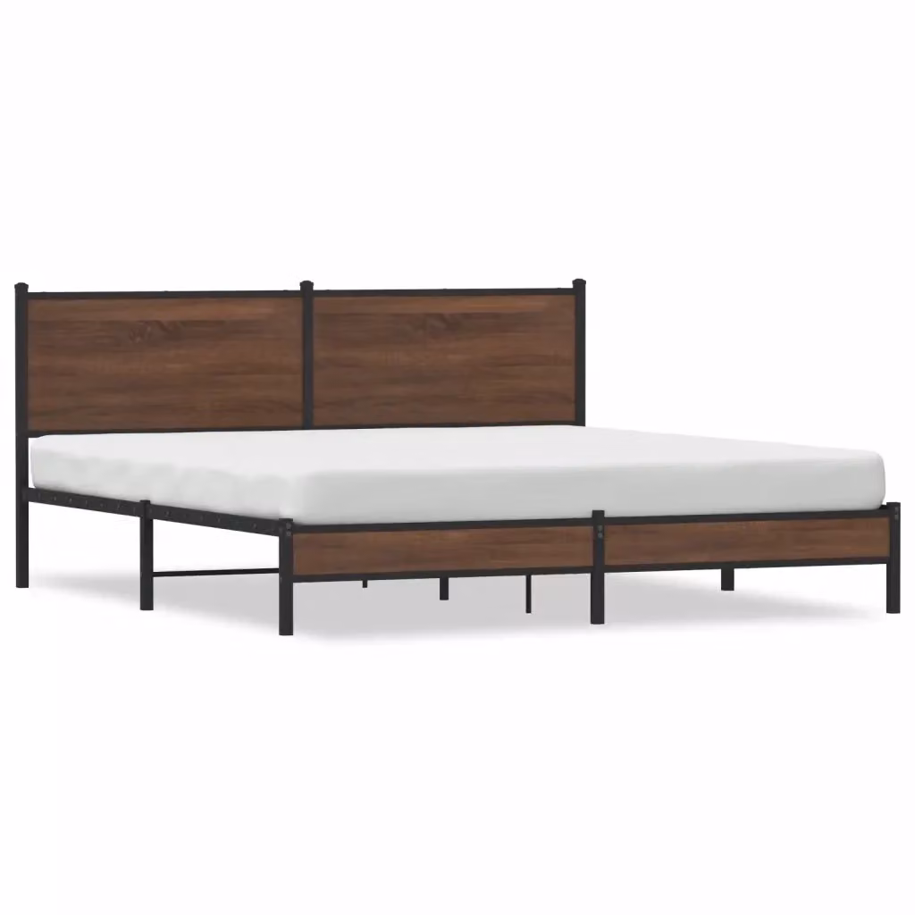 Giroletto in metallo vidaXL senza materasso, colore marrone, L: 180 cm, P: 200 cm, H: 91,5 cm – 2