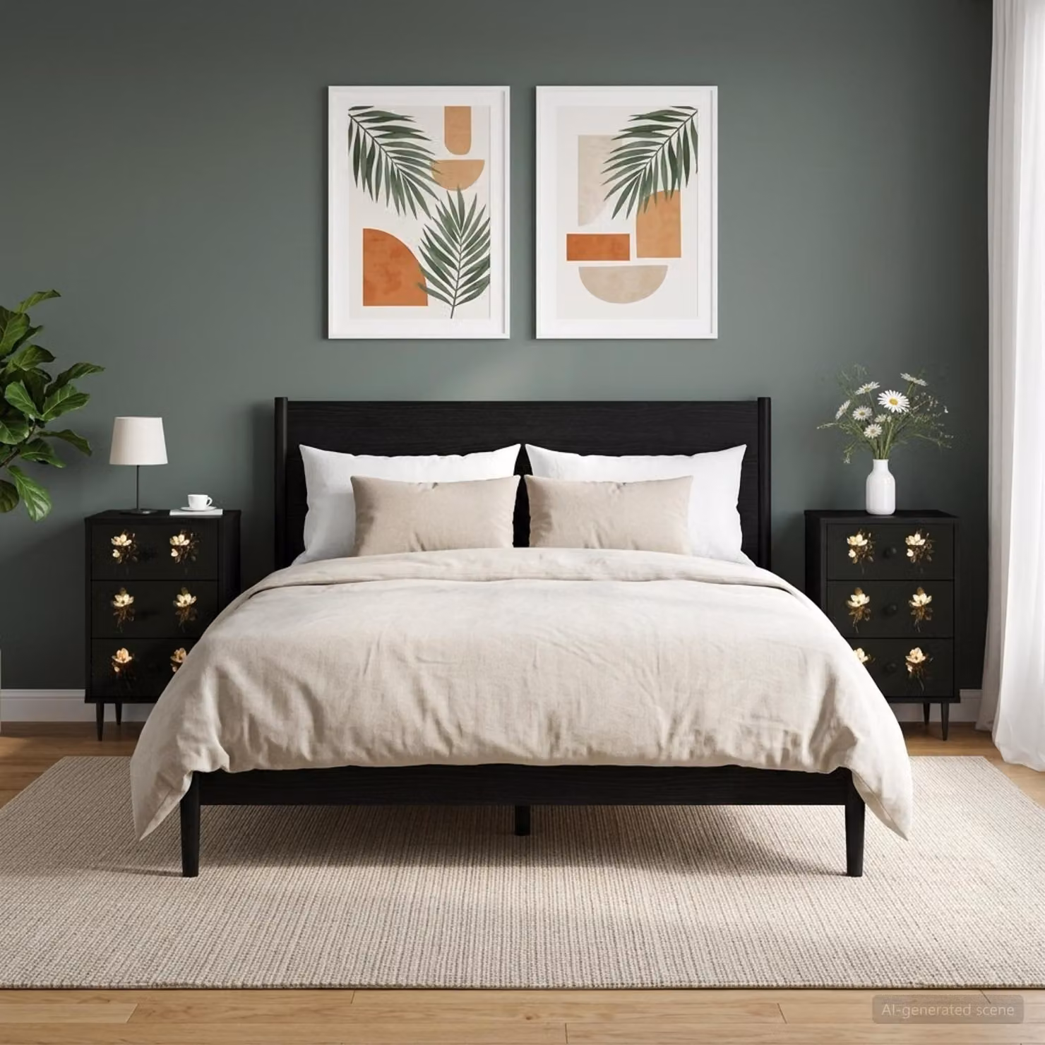 Set di 2 Armadi da Notte vidaXL BREMEN in Rovere Nero, L 36 cm x P 33 cm x H 61 cm