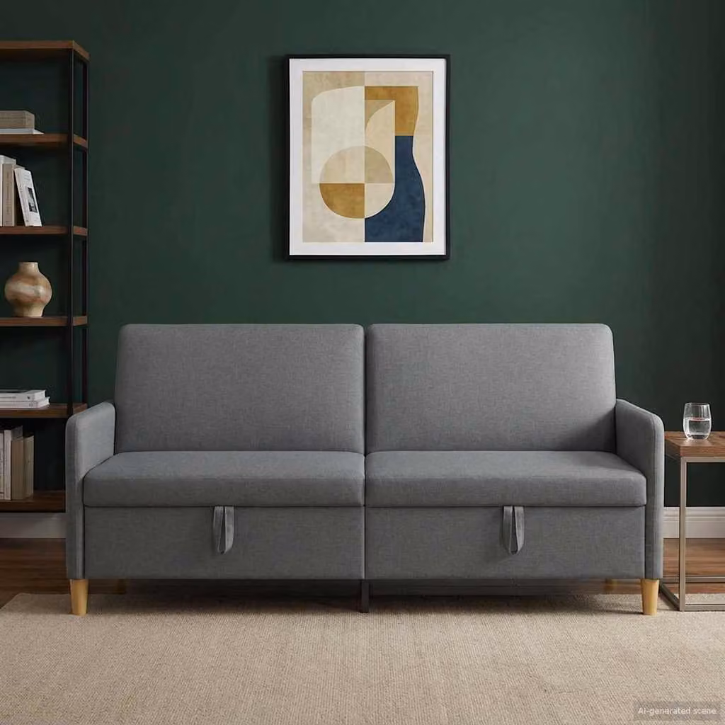 vidaXL Divano Moderno con Contenitore Grigio L: 192 cm, P: 78 cm, H: 87 cm