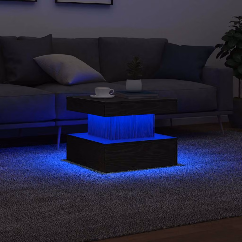 Maison Exclusive - Tavolino con luci LED Effetto rovere nero 50x50x40 cm