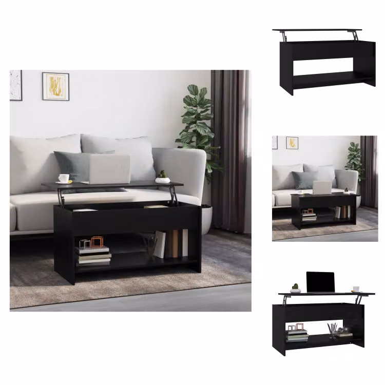 vidaXL Tavolino nero 102x50x52,5 cm in legno - Tavolini da caffè