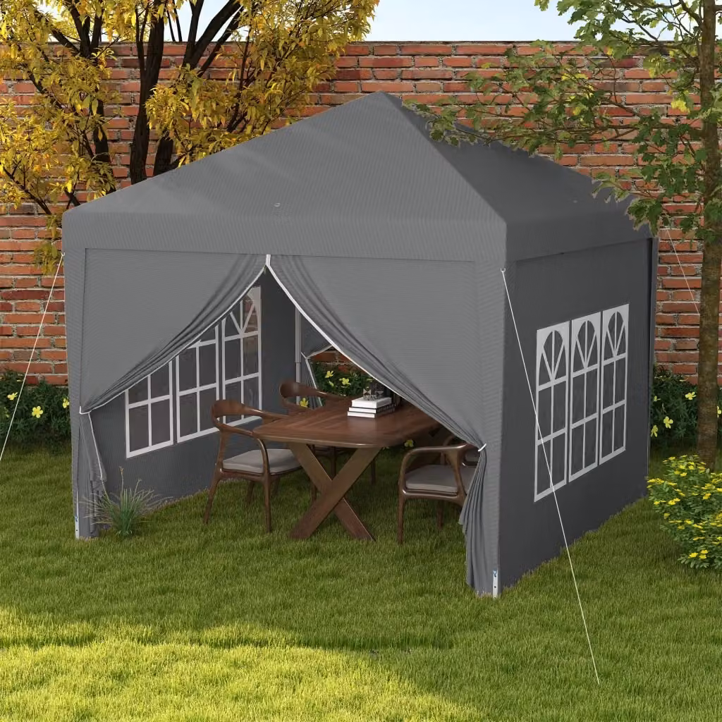 Gazebo da Giardino Pieghevole Giordanoshop in Acciaio e Poliestere Grigio L/P: 300 x 300 cm, H: 258 cm – 2