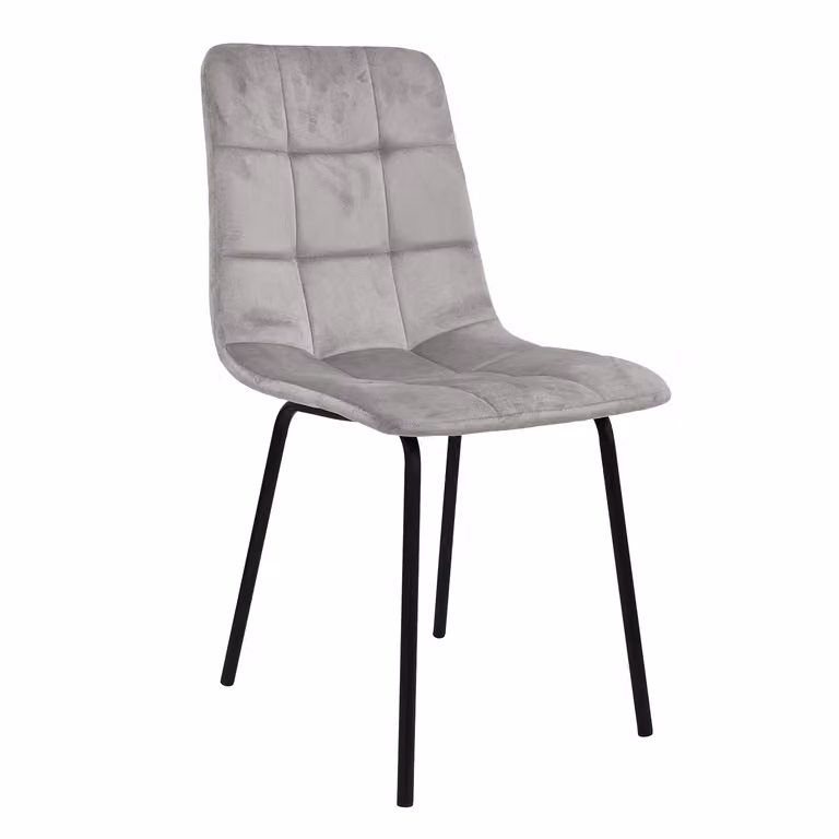 Sedia Imbottita Grigia con Gambe in Metallo Vestiamo Casa H85 x L44 x P40 cm