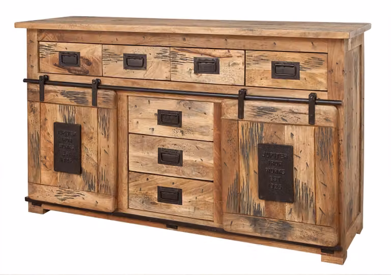 MASSIVMOEBEL24 | credenza in legno di Mango 150x45x90 mango naturale laccato RAILWAY #119