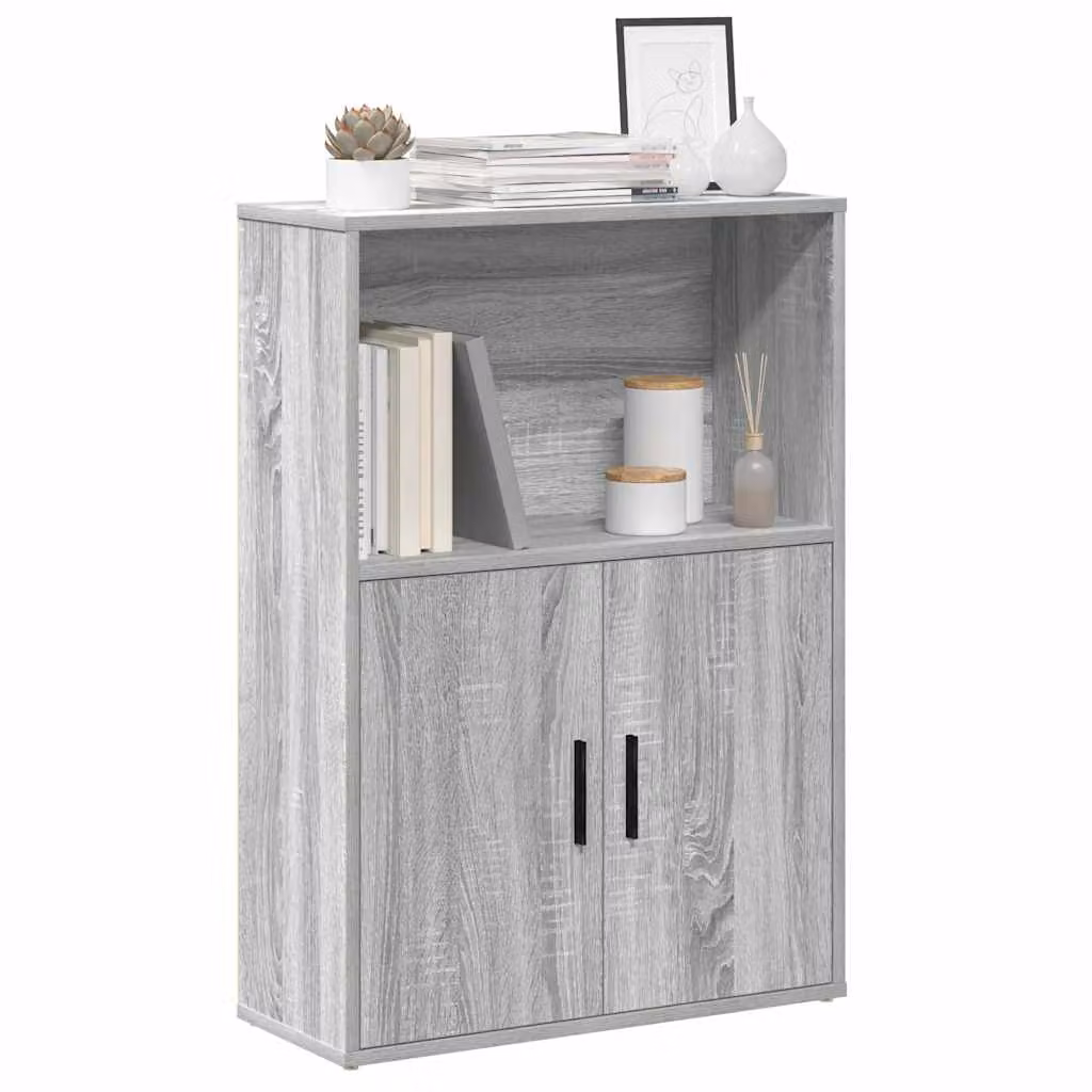 Libreria moderna vidaXL in legno multistrato e MDF, colore Grigio Sonoma, L 60 cm x P 24 cm x H 85 cm