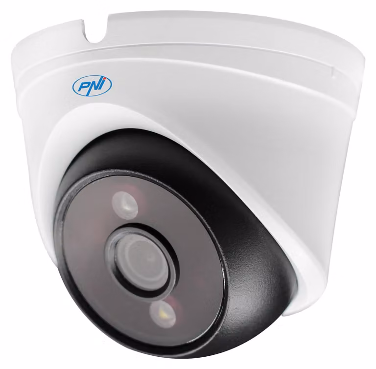Telecamera IP di videosorveglianza PNI modello IP808J, con tecnologia PoE, risoluzione 8MP, visione notturna, obiettivo da 2,8 mm, ideale per