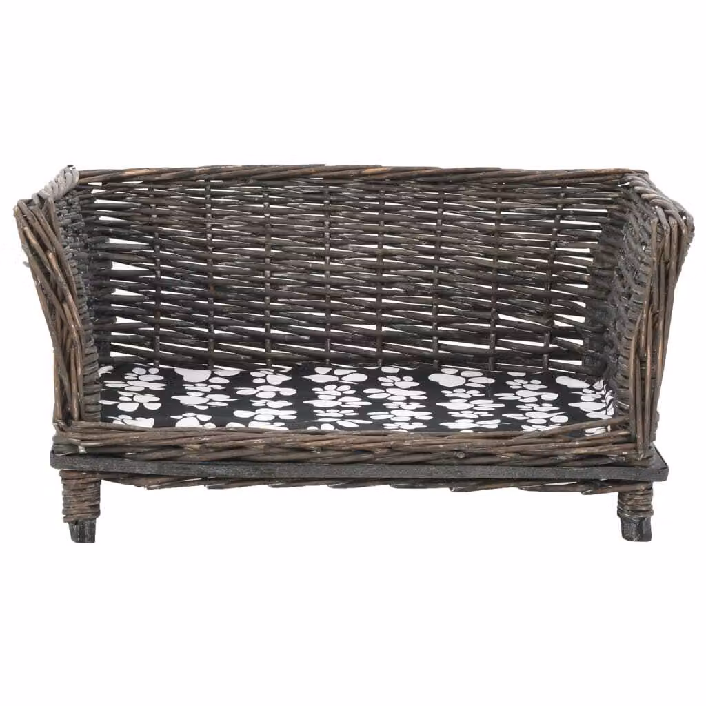 vidaXL Cestino per cani con cuscino grigio 50x33x30 cm in vimini naturale